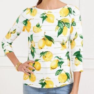 NWT Talbots BATEAU NECK TEE - LUSCIOUS LEMONS Size US 1X